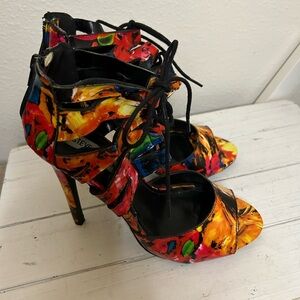 Steve Madden Black and Orange Stiletto Heels
